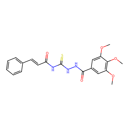 (E)-3-Phenyl-N-[N'-(3,4,5-trimethoxy-benzoyl)-hydrazinocarbothioyl]-acrylamide structure