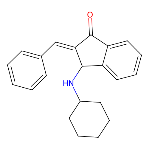 2-benzylidene-3-(cyclohexylamino)-2,3-dihydro-1H-inden-1-one structure