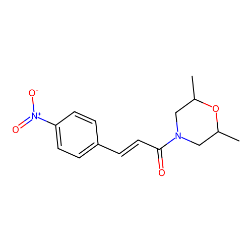 (2E)-1-(2,6-dimethylmorpholin-4-yl)-3-(4-nitrophenyl)prop-2-en-1-one structure