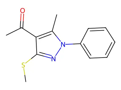 Ethanone, 1-[5-methyl-3-(methylthio)-1-phenylpyrazol-4-yl]- structure
