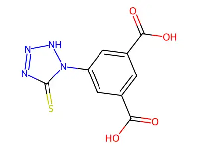 1,3-Benzenedicarboxylic acid, 5-(2,5-dihydro-5-thioxo-1H-tetrazol-1-yl)- structure