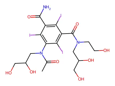 1,3-Benzenedicarboxamide, 5-(acetyl(2,3-dihydroxypropyl)amino)-N-(2,3-dihydroxypropyl)-N-(2-hydroxyethyl)-2,4,6-triiodo- structure