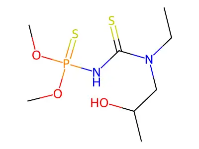 N'-(Dimethoxyphosphorothioyl)-N-ethyl-N-(2-hydroxypropyl)carbamimidothioic acid structure