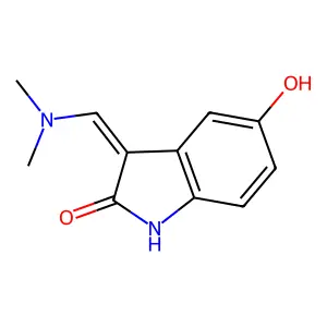 2H-Indol-2-one, 1,3-dihydro-3-((dimethylamino)methylene)-5-hydroxy-, (E)- structure
