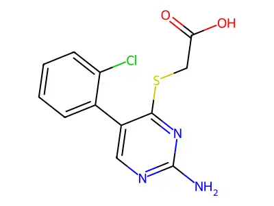 (2-Amino-5-(2-chloro-phenyl)-pyrimidin-4-ylsulfanyl)-acetic acid structure