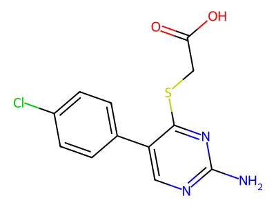 2-[2-amino-5-(4-chlorophenyl)pyrimidin-4-yl]sulfanylacetic Acid structure