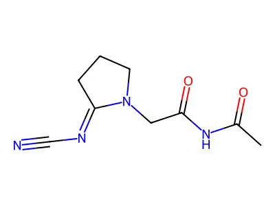 N-Acetyl-2-(cyanoimino)-1-pyrrolidineacetamide structure