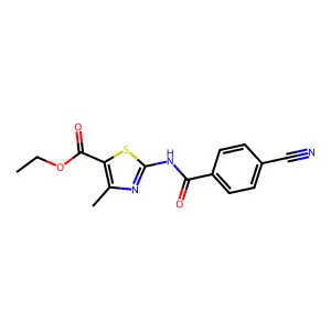 Ethyl 2-[(4-cyanobenzoyl)amino]-4-methyl-1,3-thiazole-5-carboxylate structure
