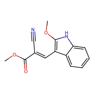 methyl (Z)-2-cyano-3-(2-methoxy-1H-indol-3-yl)prop-2-enoate structure