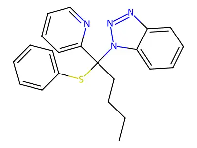 1-[1-(Phenylsulfanyl)-1-(pyridin-2-yl)pentyl]-1H-1,2,3-benzotriazole structure