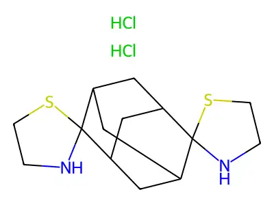 Dispiro(thiazolidine-2,2'-tricyclo(3.3.1.1(sup 3,7))decane-6',2''-thiazolidine), dihydrochloride structure