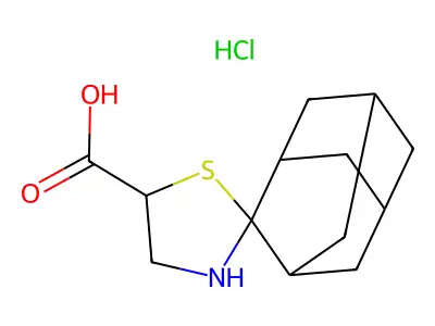 Adamantane-2-spiro(2'-thiazolidine-4'-carboxylic acid) hydrochloride structure