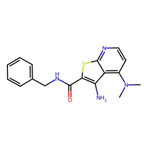 3-amino-N-benzyl-4-(dimethylamino)thieno[2,3-b]pyridine-2-carboxamide structure