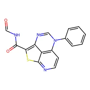 N-formyl-5-phenyl-5H-1-thia-3,5,8-triazaacenaphthylene-2-carboxamide structure