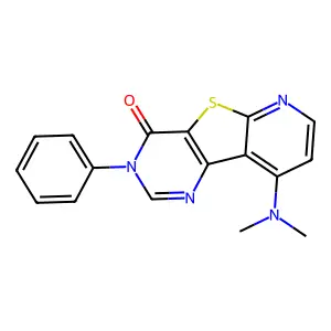 9-(dimethylamino)-3-phenylpyrido[3',2':4,5]thieno[3,2-d]pyrimidin-4(3H)-one structure