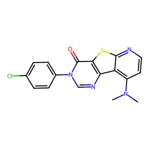 9-dimethylamino-3-(p-chlorophenyl)-3H-5-thia-1,3,6-triazafluoren-4-one structure