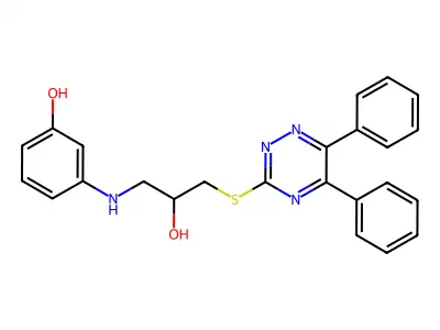 Phenol, 3-((3-((5,6-diphenyl-1,2,4-triazin-3-yl)thio)-2-hydroxypropyl)amino)- structure