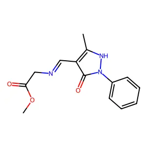 methyl 2-{[(3-methyl-5-oxo-1-phenyl-1,5-dihydro-4H-pyrazol-4-yliden)methyl]amino}acetate structure