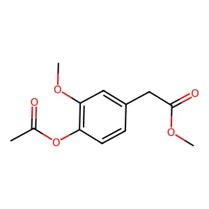 Benzeneacetic acid, 4-(acetyloxy)-3-methoxy-, methyl ester structure