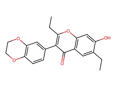 3-(2,3-dihydrobenzo[b][1,4]dioxin-6-yl)-2,6-diethyl-7-hydroxy-4H-chromen-4-one structure