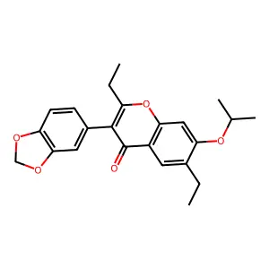 3-(benzo[d][1,3]dioxol-5-yl)-2,6-diethyl-7-isopropoxy-4H-chromen-4-one structure