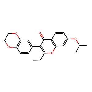 3-(2,3-dihydrobenzo[b][1,4]dioxin-6-yl)-2-ethyl-7-isopropoxy-4H-chromen-4-one structure