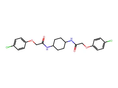 2-(4-chlorophenoxy)-N-(4-(2-(4-chlorophenoxy)acetamido)cyclohexyl)acetamide structure