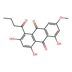 1-Butanoyl-2,4,5-trihydroxy-7-methoxyanthracene-9,10-dione structure