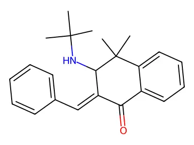 (2E)-2-benzylidene-3-(tert-butylamino)-4,4-dimethyl-3H-naphthalen-1-one structure