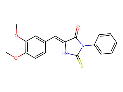 5-(3,4-Dimethoxybenzylidene)-3-phenyl-2-thioxo-4-imidazolidinone structure
