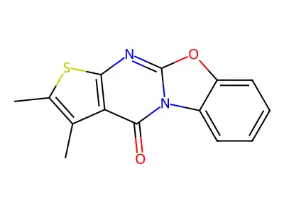 4H-Thieno(2',3':4,5)pyrimido(2,1-b)benzoxazol-4-one, 2,3-dimethyl- structure