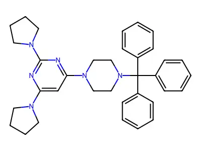 Pyrimidine, 2,4-di-1-pyrrolidinyl-6-(4-(triphenylmethyl)-1-piperazinyl)- structure