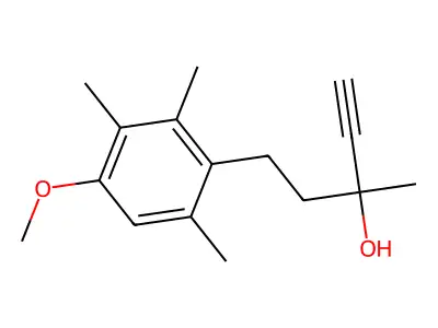 5-(4-Methoxy-2,3,6-trimethylphenyl)-3-methylpent-1-yn-3-ol structure