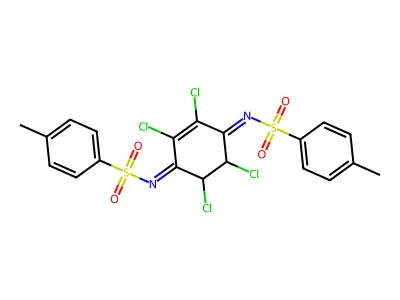 4-methyl-N-[(1Z,4E)-2,3,5,6-tetrachloro-4-[(4-methylbenzenesulfonyl)imino]cyclohex-2-en-1-ylidene]benzene-1-sulfonamide structure