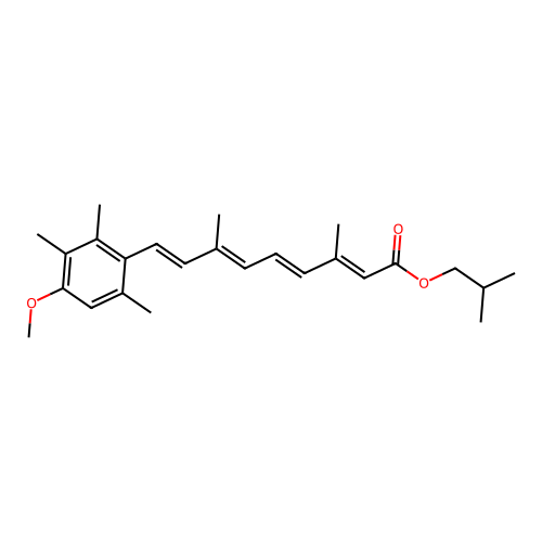 (2E,4E,6E,8E)-isobutyl 9-(4-methoxy-2,3,6-trimethylphenyl)-3,7-dimethylnona-2,4,6,8-tetraenoate structure