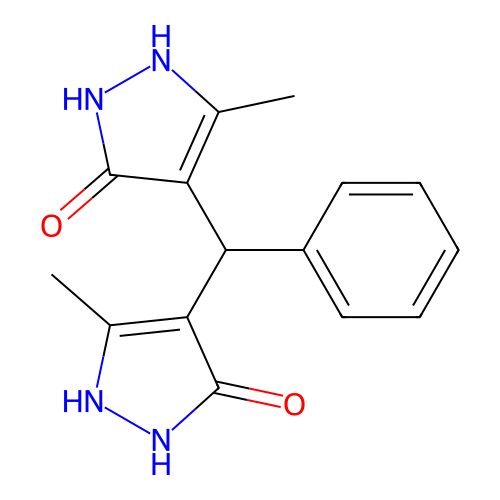 4,4'-(Phenylmethylene)bis(3-methyl-1h-pyrazol-5-ol) structure