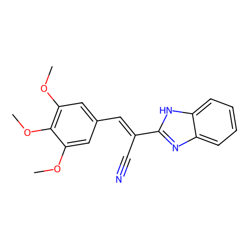 (E)-2-(1H-benzimidazol-2-yl)-3-(3,4,5-trimethoxyphenyl)prop-2-enenitrile structure