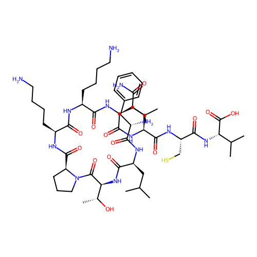 H-Phe-Leu-Thr-Pro-Lys-Lys-Leu-Gln-Cys-Val-OH structure
