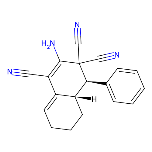 2-Amino-4-phenyl-3,4,4A,5,6,7-hexahydronaphthalene-1,3,3-tricarbonitrile structure