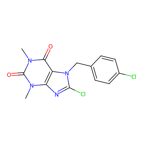 8-chloro-7-(4-chlorobenzyl)-1,3-dimethyl-3,7-dihydro-1H-purine-2,6-dione structure
