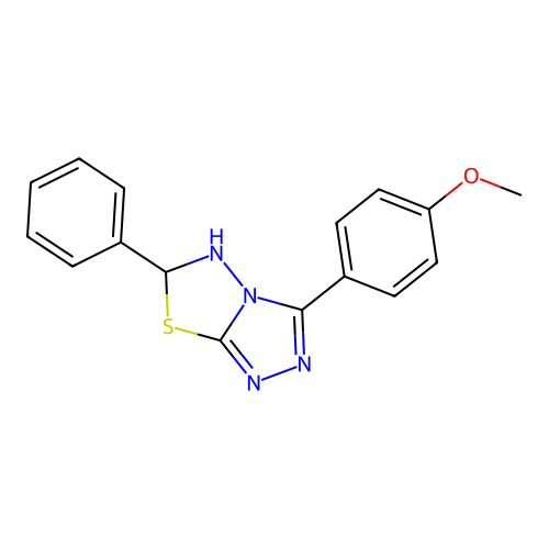3-(4-methoxyphenyl)-6-phenyl-5,6-dihydro-[1,2,4]triazolo[3,4-b][1,3,4]thiadiazole structure