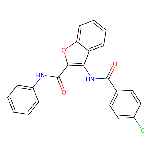 3-(4-chlorobenzamido)-N-phenylbenzofuran-2-carboxamide structure