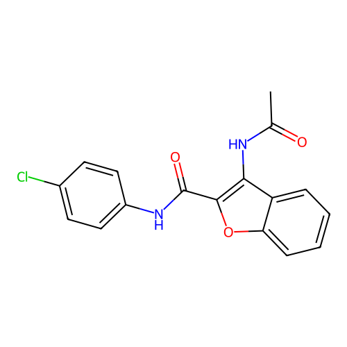 3-acetamido-N-(4-chlorophenyl)benzofuran-2-carboxamide structure
