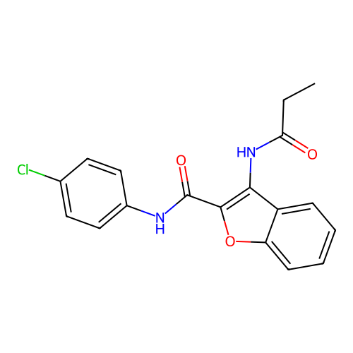 N-(4-chlorophenyl)-3-propionamidobenzofuran-2-carboxamide structure