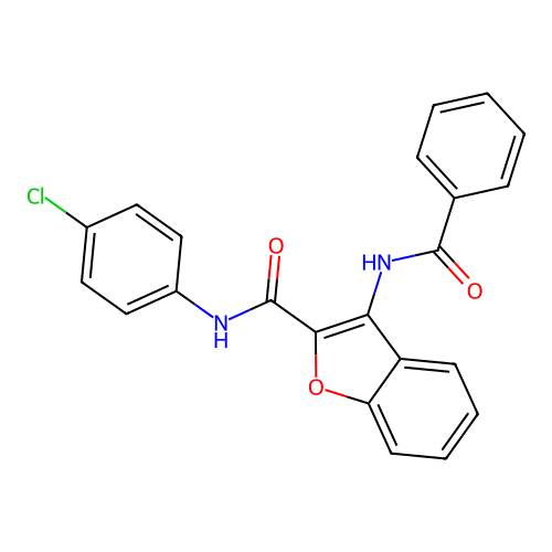 3-benzamido-N-(4-chlorophenyl)-1-benzofuran-2-carboxamide structure