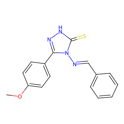 (E)-4-(benzylideneamino)-5-(4-methoxyphenyl)-4H-1,2,4-triazole-3-thiol structure