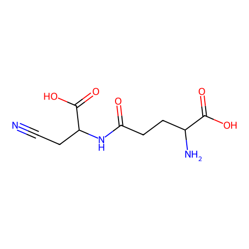 2-Amino-5-[(1-carboxy-2-cyanoethyl)amino]-5-oxopentanoic acid structure