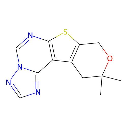 10,10-dimethyl-10,11-dihydro-8H-pyrano[4',3':4,5]thieno[3,2-e][1,2,4]triazolo[1,5-c]pyrimidine structure