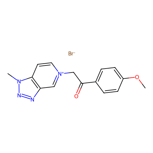 5-[2-(4-methoxyphenyl)-2-oxoethyl]-1-methyl-1H-[1,2,3]triazolo[4,5-c]pyridin-5-ium bromide structure