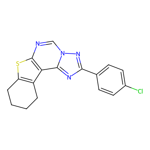2-(4-chlorophenyl)-8,9,10,11-tetrahydro[1]benzothieno[3,2-e][1,2,4]triazolo[1,5-c]pyrimidine structure